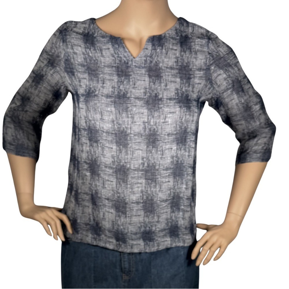 NWT Pure Jill Indigo Linen Blend Top Size M